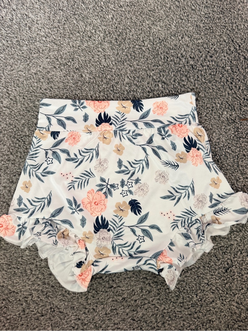 Olive Ruffle Tank with Floral Ruffle Shorts Set - Picture 11 of 12